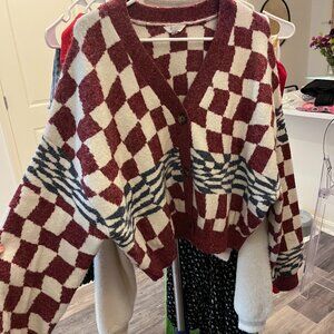 Ascot + Hart Checkered Cardigan